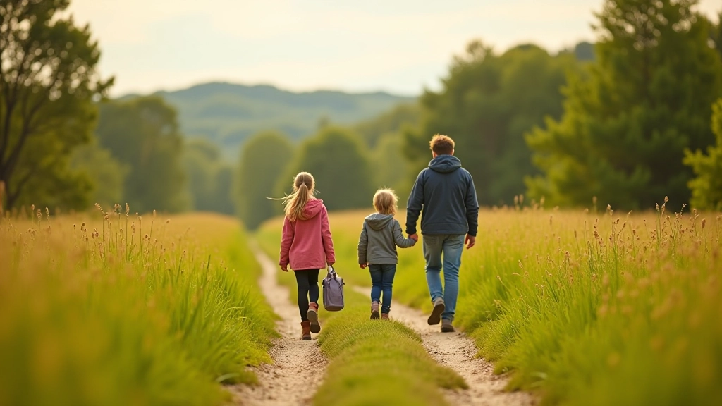 Family walking in Czech nature
