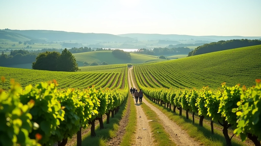 South Moravia vineyard landscape with rolling hills and wine region trails